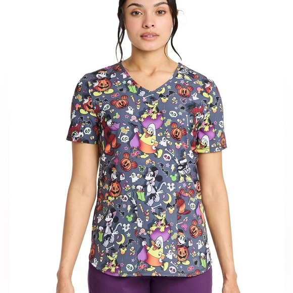 NWT Disney Mickey Mouse Halloween Scrub Top XXL - Picture 1 of 5